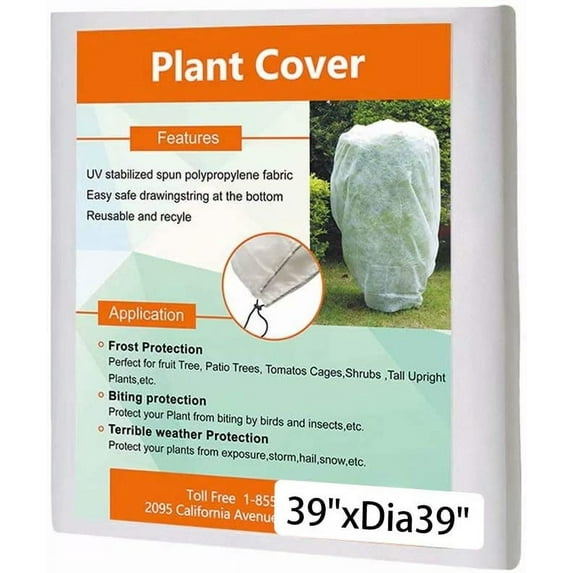 Agfabric Plant Cover Warm Worth Frost Blanket - 0.55 oz 39''Hx39''Dia Shrub Jacket, 3D Round Plant Cover for Season Extension&Frost Protection