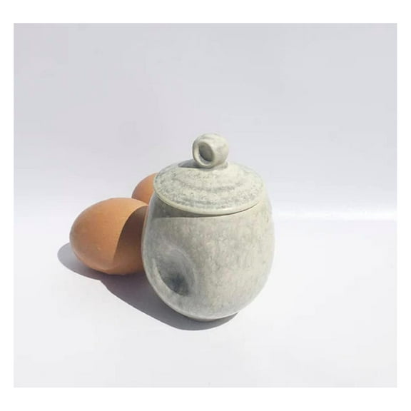 AggCoddler - Scandinavian Porcelain Egg Coddler with Simple Lid - Minimalist Design Egg Poacher Cooker for Quick and Easy Breakfast or Display - Lea Love Pearl/White