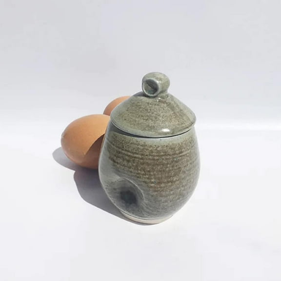 AggCoddler - Scandinavian Porcelain Egg Coddler with Simple Lid - Minimalist Design Egg Poacher Cooker for Quick and Easy Breakfast or Elegant Display - Lea Love Green/Grey