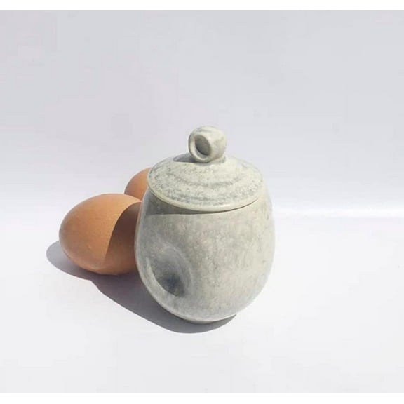 AggCoddler - Scandinavian Porcelain Egg Coddler with Simple Lid - Minimalist Design Egg Poacher Cooker for Quick and Easy Breakfast or Elegant Display - Lea Love Pearl/White