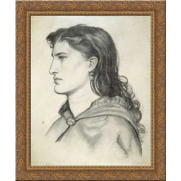 Aggie 24x18 Gold Ornate Wood Framed Canvas Art by Dante Gabriel Rossetti