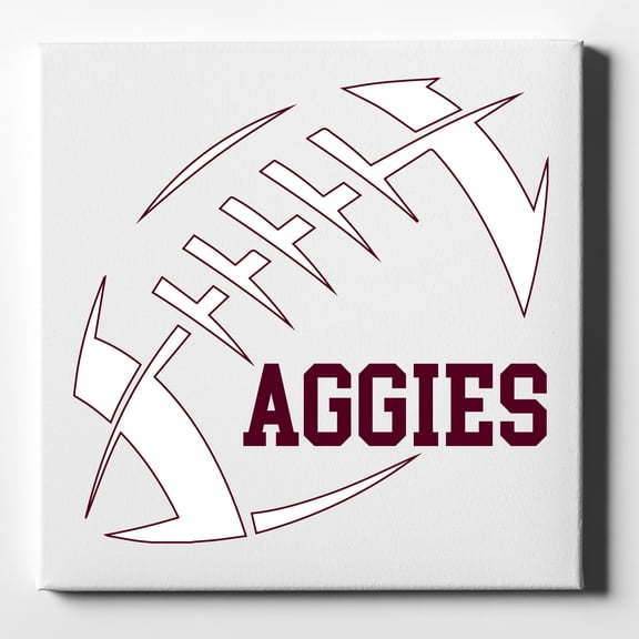 Aggies Football - Maroon, White - 10" x 10" - Decorative Canvas Wall Art - White Edge - 5/8" Gallery Wrapped