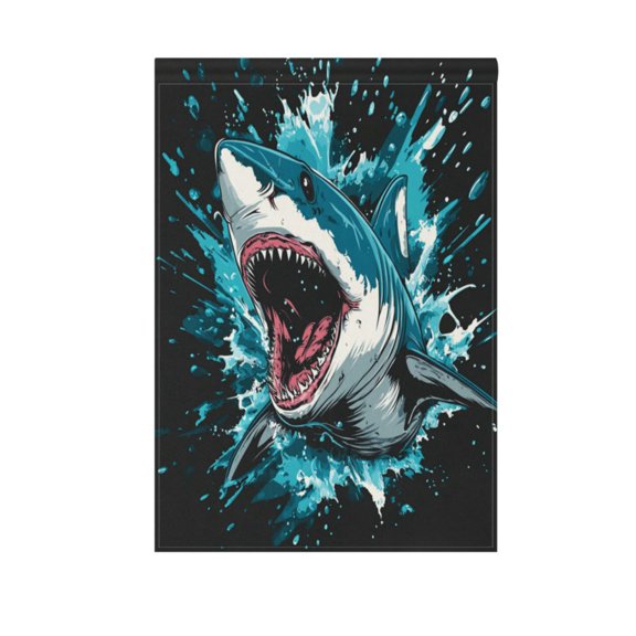 Aggressive Blue Shark Garden Flag Double Sided Outdoor Banners Yard Flags for Garden Home Holiday Decorations