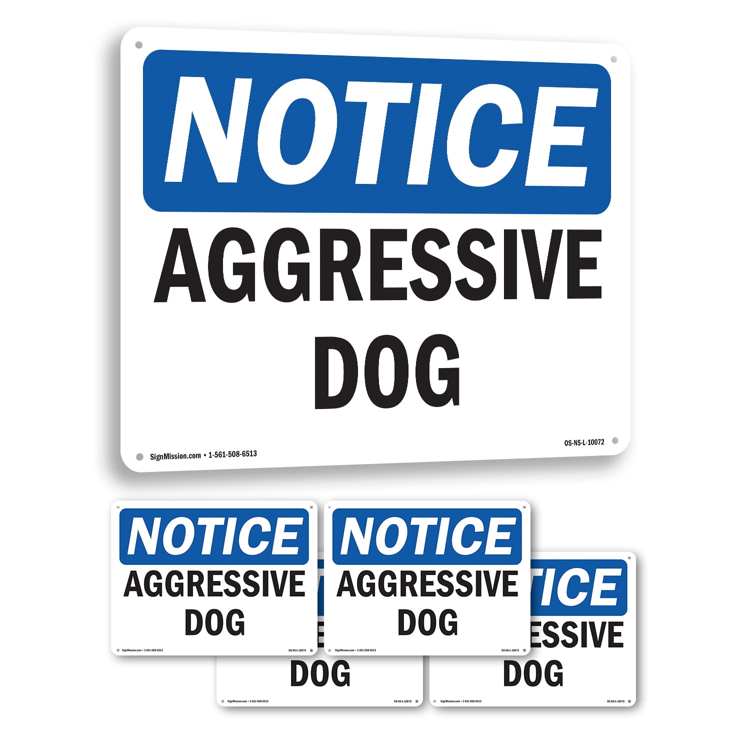 Aggressive Dog OSHA Notice Rigid Plastic Sign 18 Inch x 12 Inch - 5 ...
