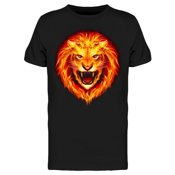Aggressive Fire Lion Head T-Shirt Men -Image by Shutterstock, Male x-Large