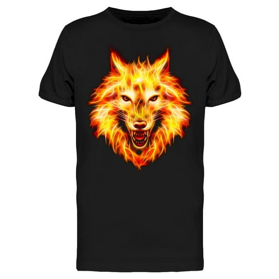 Aggressive Fire Wolf T-Shirt Men -Image by Shutterstock, Male XX-Large