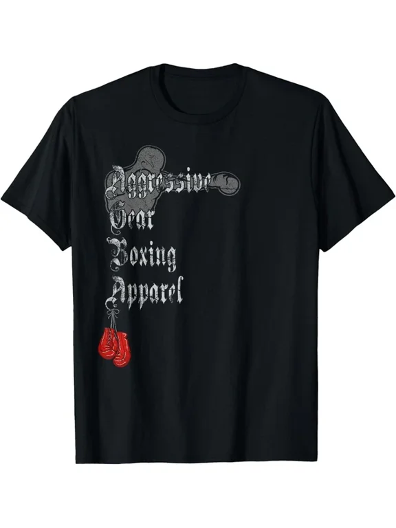 Aggressive Gear Boxing Fighter Training Graphic T-Shirt