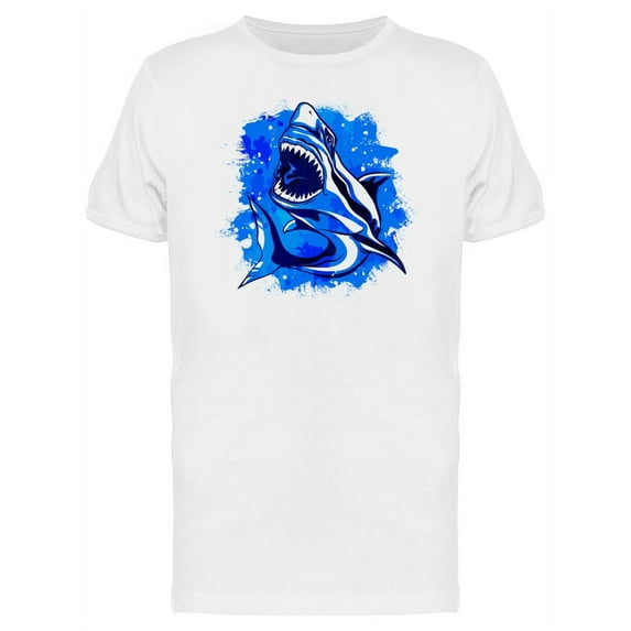 Aggressive Shark Painting T-Shirt Men -Image by Shutterstock, Male 3X-Large