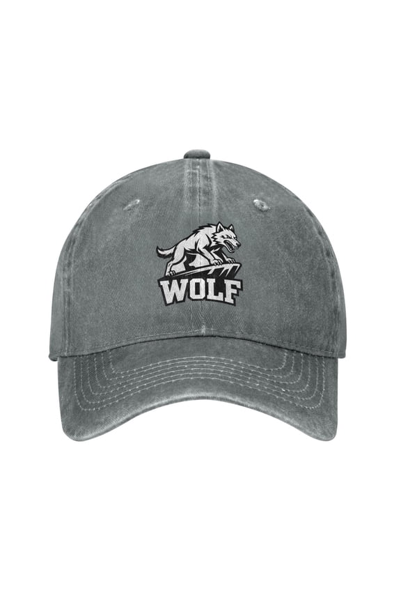Aggressive Wolf Mascot Logo Cowboy Hat Baseball Hat Trucker Hat For Men Women Retro Denim Hats Baseball Cap Dad Hat