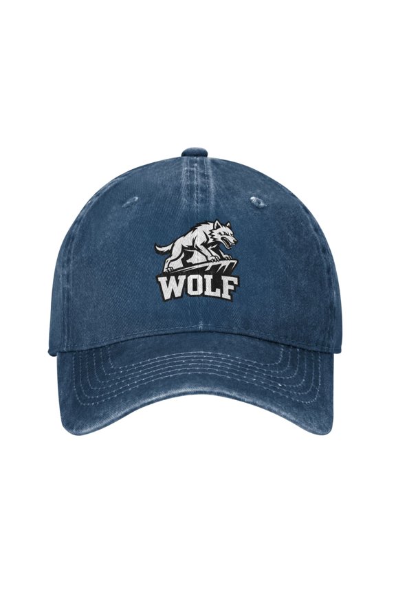 Aggressive Wolf Mascot Logo Cowboy Hat Baseball Hat Trucker Hat For Men Women Retro Denim Hats Baseball Cap Dad Hat