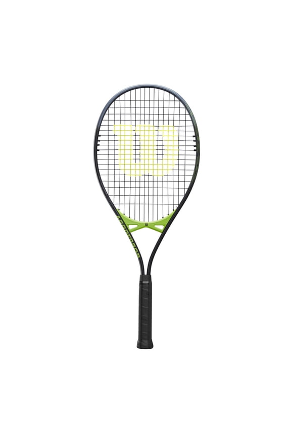 Wilson Aggressor Adult Recreational Tennis Racket - Black/Green, Grip Size 3 - 4 3/8"