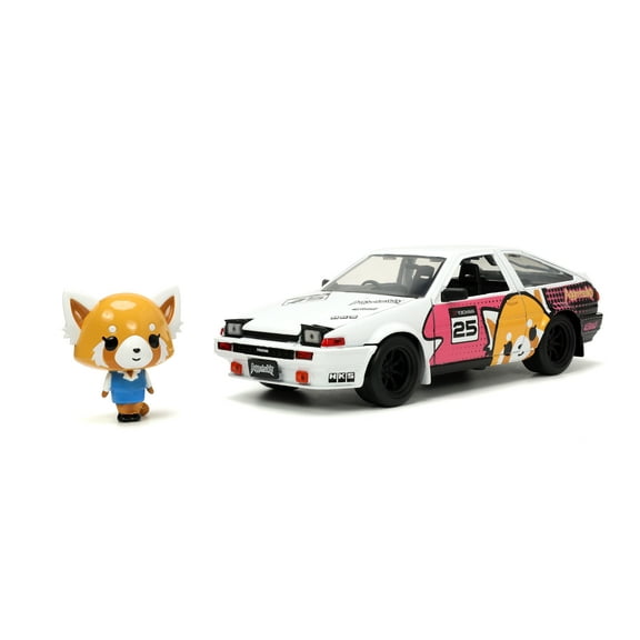 Jada Toys Sanrio 1:24 1986 Toyota Trueno (AE86) Die-Cast Car & Aggretsuko️ Figure