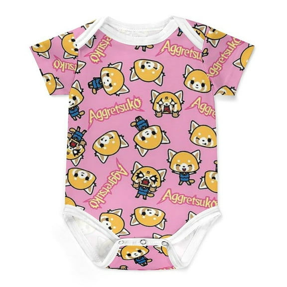 Aggretsuko Baby Bodysuit Boy Girl Clothes Soft Newborn Infant Outfit Short Sleeve Romper