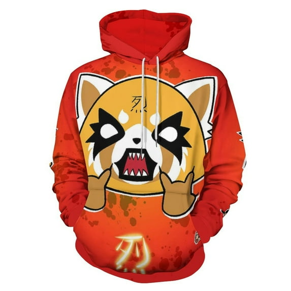 Aggretsuko Hoodie 3D Print Pullover Hooded Long Sleeve Sweatshirts Tops Blouse with Pocket for Mens Womens