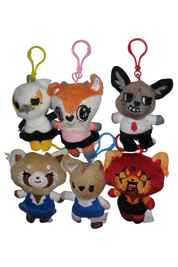 Aggretsuko Plush Danglers (2022) Sanrio 6pc Keychain Strap Set