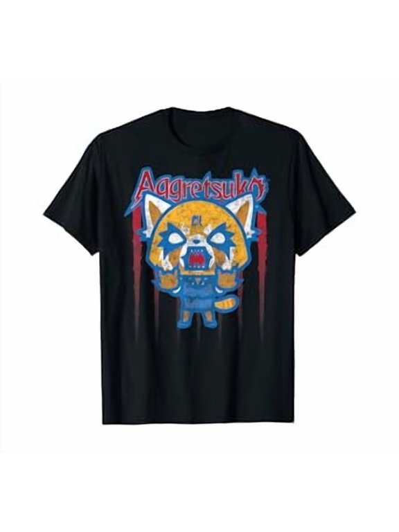 Aggretsuko Red White Blue Rage Americana Shirt BLACK Unisex S-5XL Hot Trending Shirt, Vintage Birthday Gift