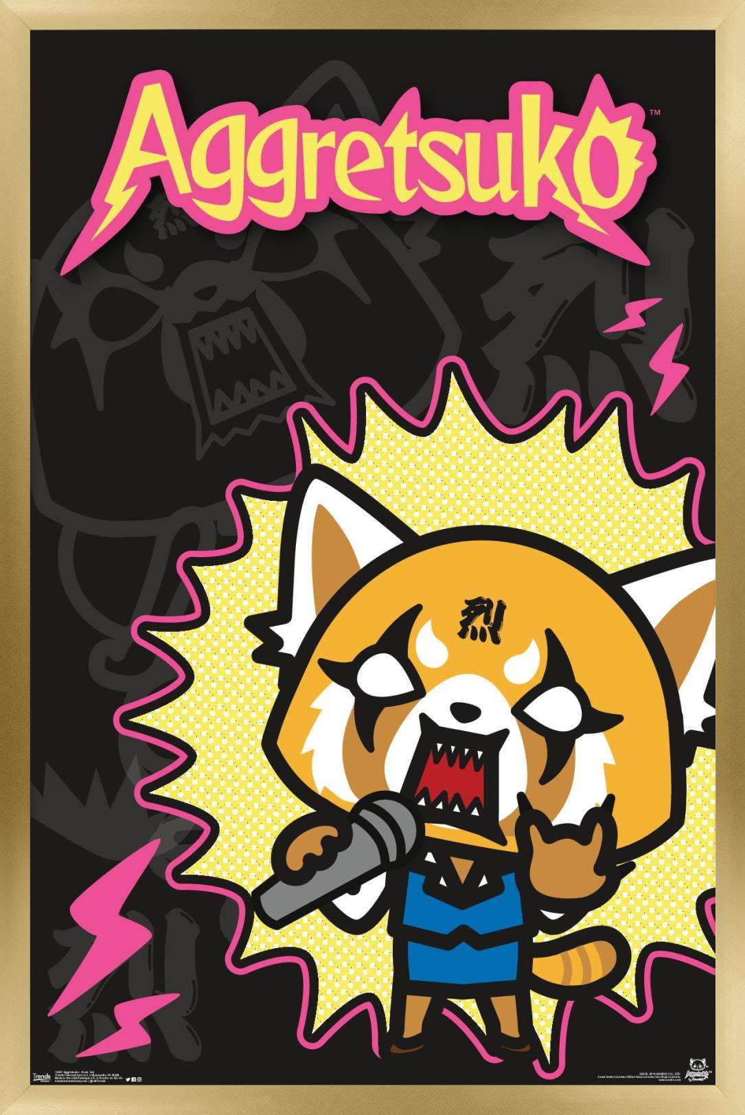 Aggretsuko - Rock Out Wall Poster, 14.725" x 22.375", Framed