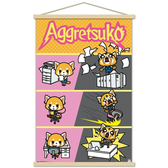 Aggretsuko - Transform Wall Poster with Wooden Magnetic Frame, 22.375" x 34"