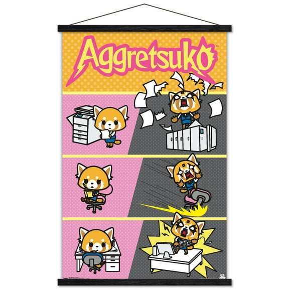 Aggretsuko - Transform Wall Poster with Wooden Magnetic Frame, 22.375" x 34"