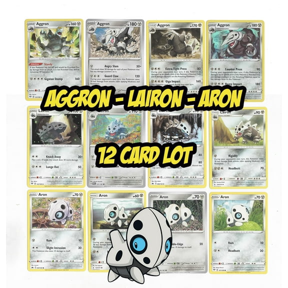 Aggron Lairon Aron x12 Card Lot - Pokemon Set - Twilight Unbroken Bonds 125/214
