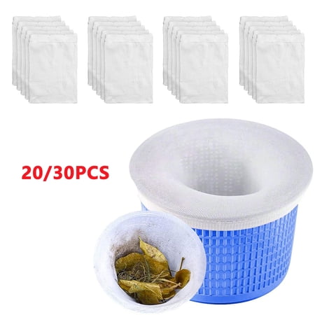 Aggxpf 20/30 PCS Pool Skimmer Socks, Pool Filter Sock Reusable Ultra Fine Mesh Screen Liner Skimmer Basket Sock
