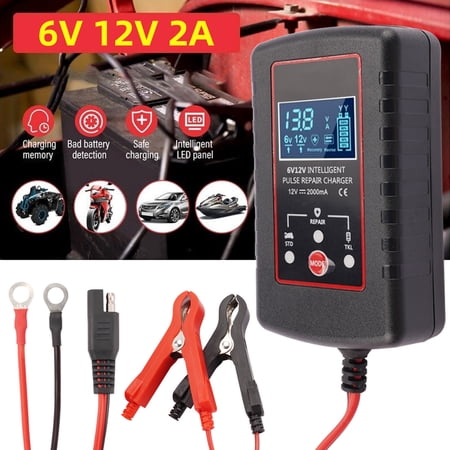 Aggxpf 6/12V Smart Automatic Battery Charger Maintainer, Car Battery Charger Trickle Charger, Battery Desulfator for Cars, Motorcycles, ATVs, RVs, Boat