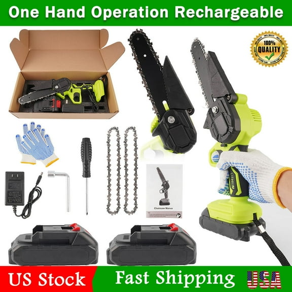 Aggxpf 6 Inch Mini Chainsaw, Cordless Mini Chainsaw with 2 Batteries, Handheld Mini Electric Chainsaw for Men, Husband, Mini Battery Powered Chainsaw for Cutting Tree