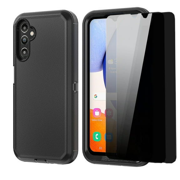 Aggxpf Galaxy A14 5g Case with Anti Spy Tempered Screen Protector (2 Pack), Heavy Duty Protective Phone Case, Shockproof Phone Cover for Galaxy A14 5G, Black