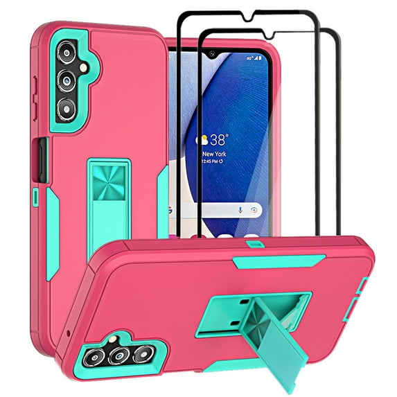 Aggxpf Samsung A14 5g Case Screen Protector Pack, Tempered Screen Protector Phone Case with Magnetic Kickstand Car Mount for Galaxy A14 5G, Rose