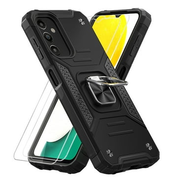 Aggxpf Samsung A14 5g Case with Screen Protector Pack, Tempered Screen Protector Phone Case with Metal Ring Stand for Galaxy A14 5G, Black
