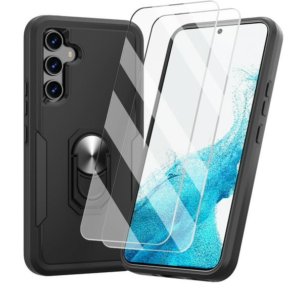 Aggxpf Samsung Galaxy A54 5G Phone Case with Screen Protector 2 Pack, Heavy Duty Rugged Shockproof Phone Cover, Black