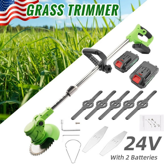 Aggxpf Weed Eaters Cordless, String Trimmer Weed Trimmer with 2 x 24V Battery, Electric Grass Trimmer Adjustable Telescopic Rod for Garden Yard Lawn