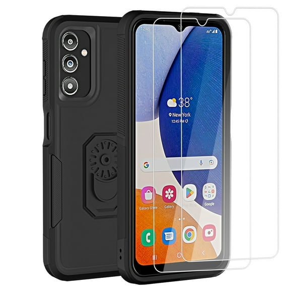 Aggxpf for Samsung Galaxy A54 Phone Case with Tempered Screen Protector 2 Pack, Heavy Duty Drop Protection Cover for Galaxy A54, Black