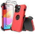 thumbnail image 1 of Aggxpf for iPhone 15 Pro Max Case with 2x Screen Protectors +Belt Clip Military Grade Drop Protection Shockproof Slim Phone Cover 6.7 Inch,Red, 1 of 7