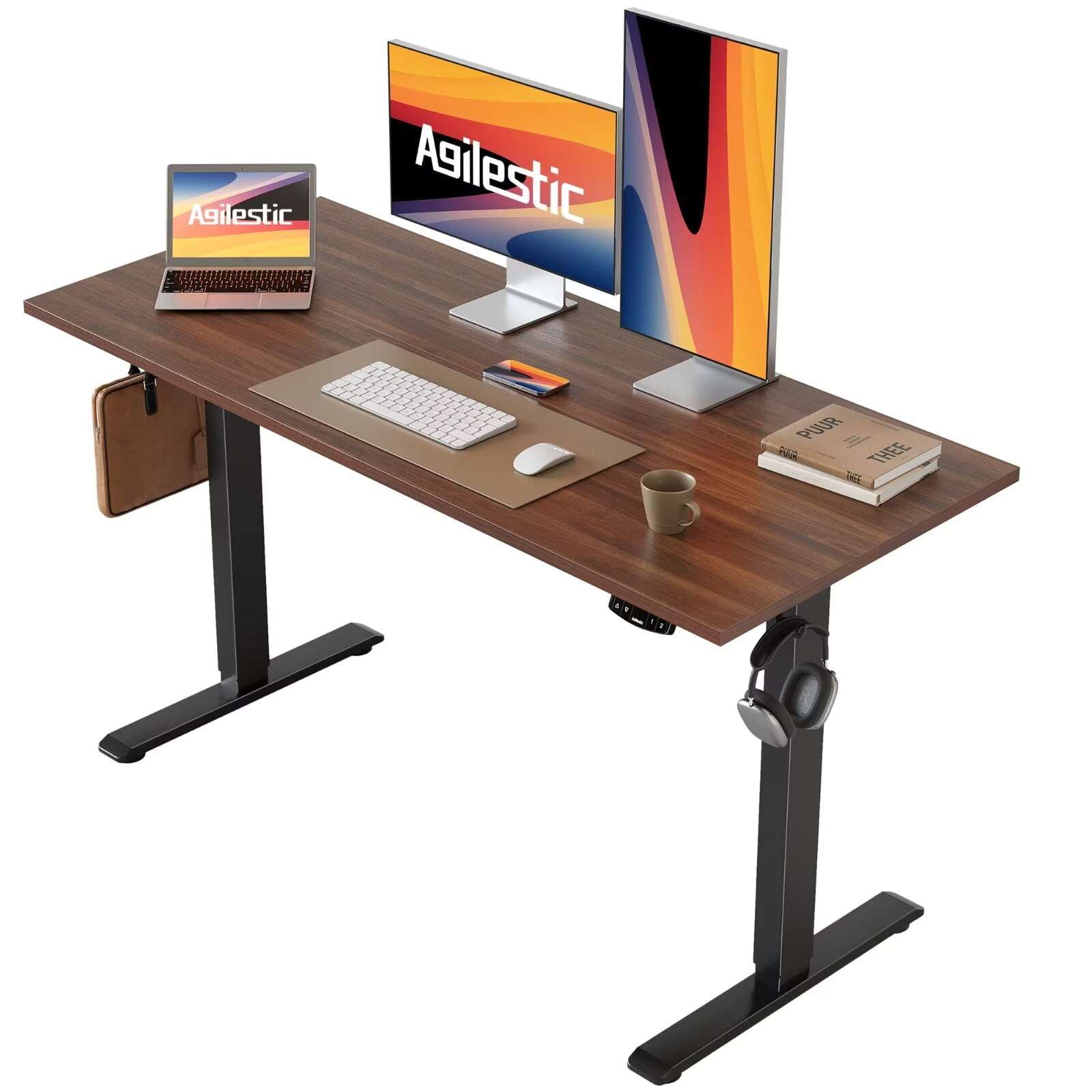 Agilestic Electric Standing Desk 48 x 24 Inches Height Adjustable Desk Sit Stand up Desk for Work Office Home Ergonomic Rising Computer Table Dark Walnut Walmart