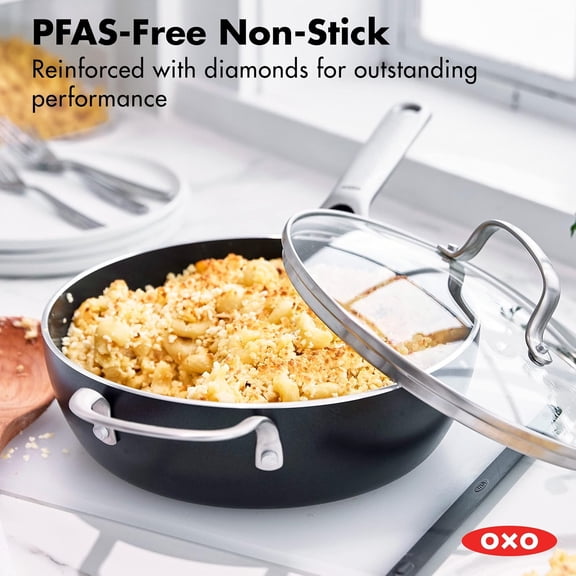 Agility 3QT Chef's Pan with Glass Lid, Ceramic Nonstick Cookware PFAS-, Induction Suitable