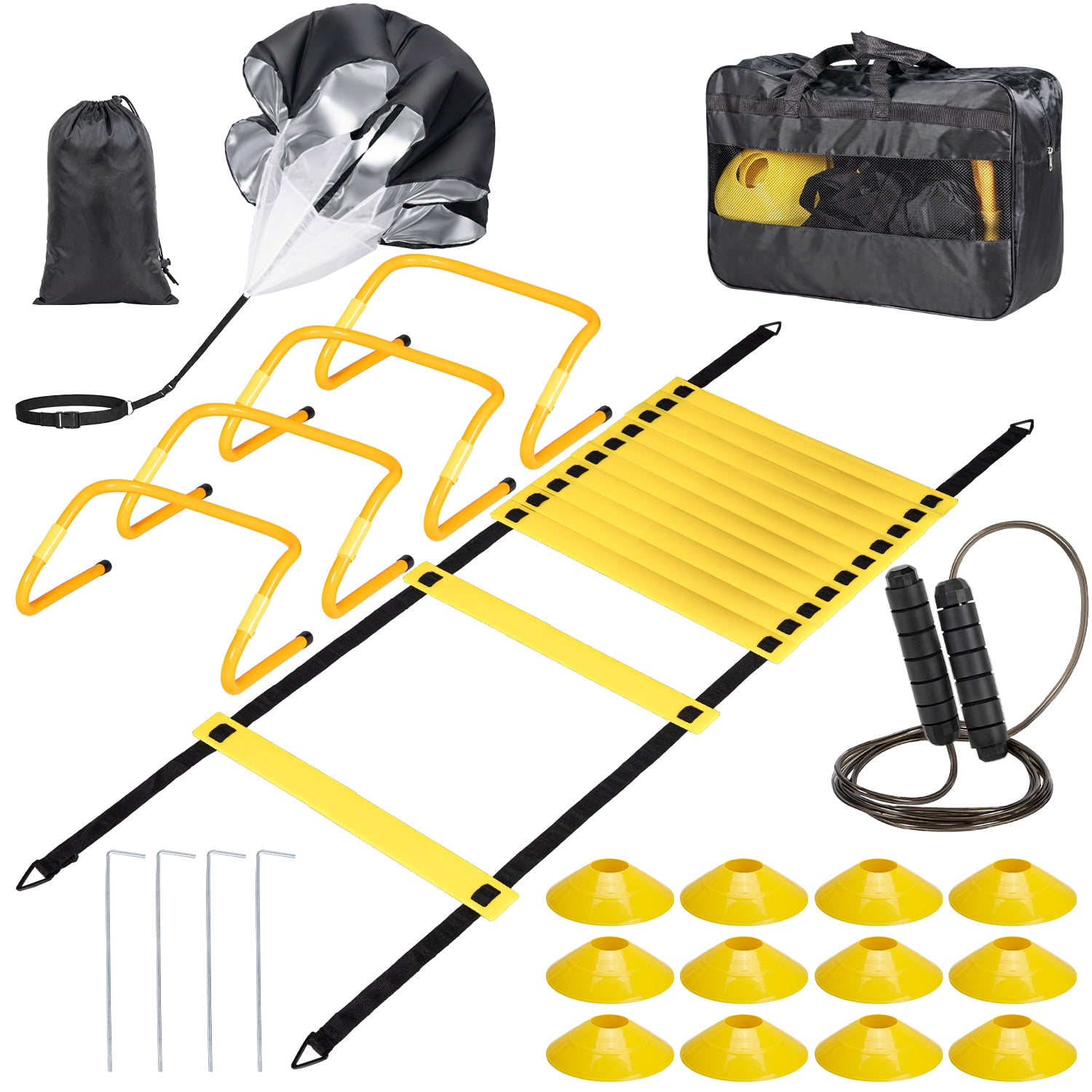 Training Ladder Rope Agility Ladder, Agility Speed Training Equipment Set, 20ft Speed Ladder ...