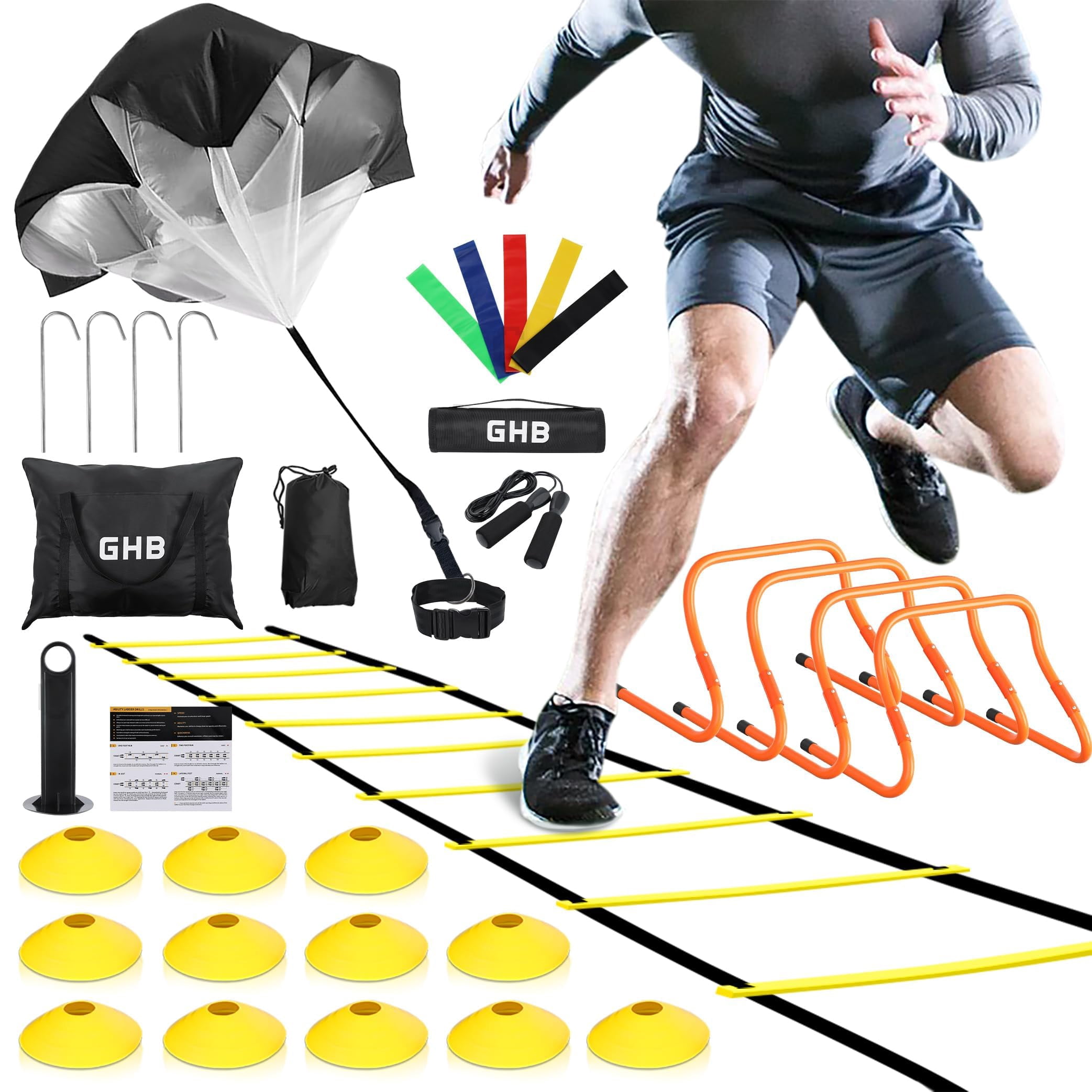 Agility Ladder,Football Training Equipment Set,4 Agility Hurdles, 20 ...