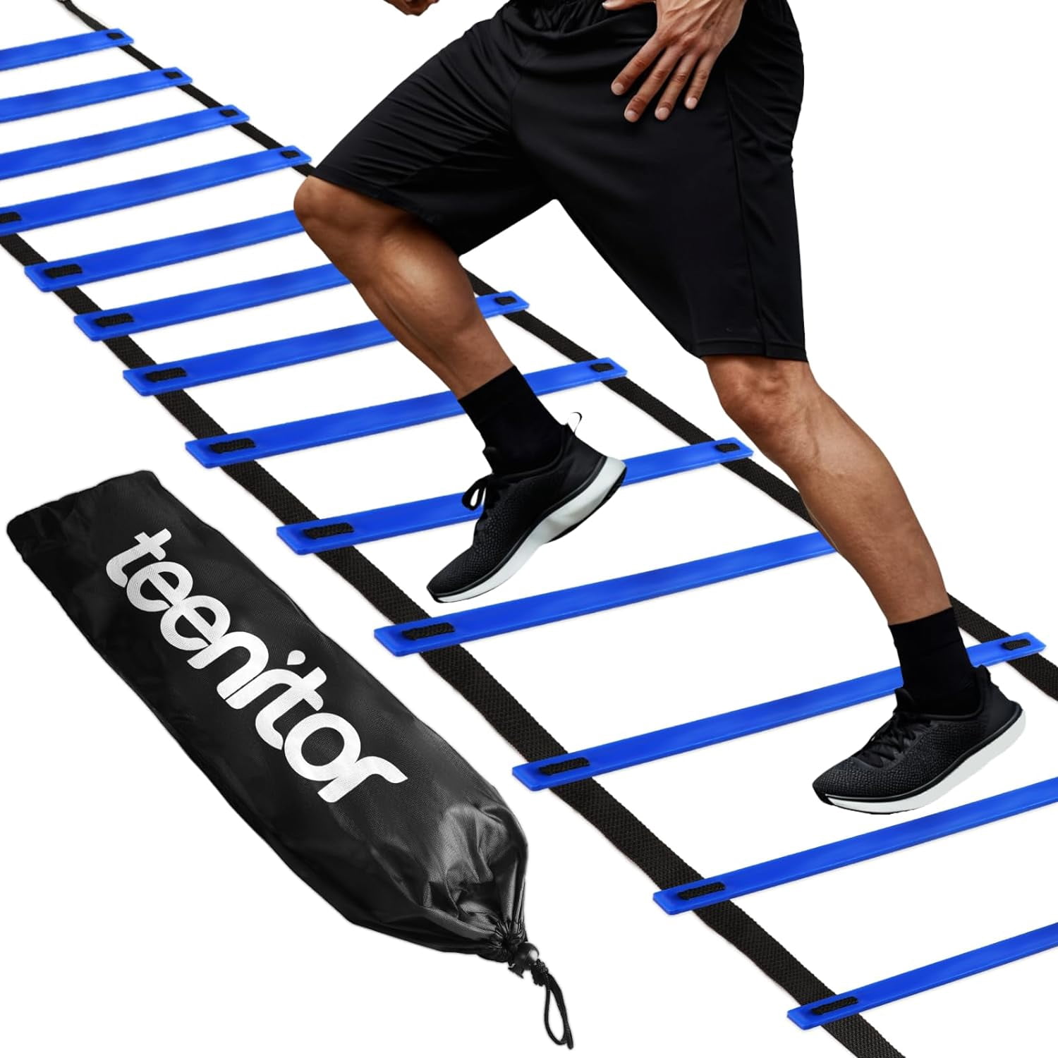 Agility Ladder Speed Ladder Training Ladder for Soccer, Speed, Football Fitness Feet Training Carry Bag Agility Training Equipment 13 rungs, 23 feet ‎Blue,23 ft
