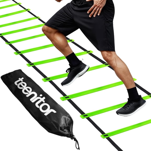 Agility Ladder Speed Ladder Training Ladder for Soccer, Speed, Football Fitness Feet Training Carry Bag Agility Training Equipment 13 rungs, 23 feet Green,23 ft