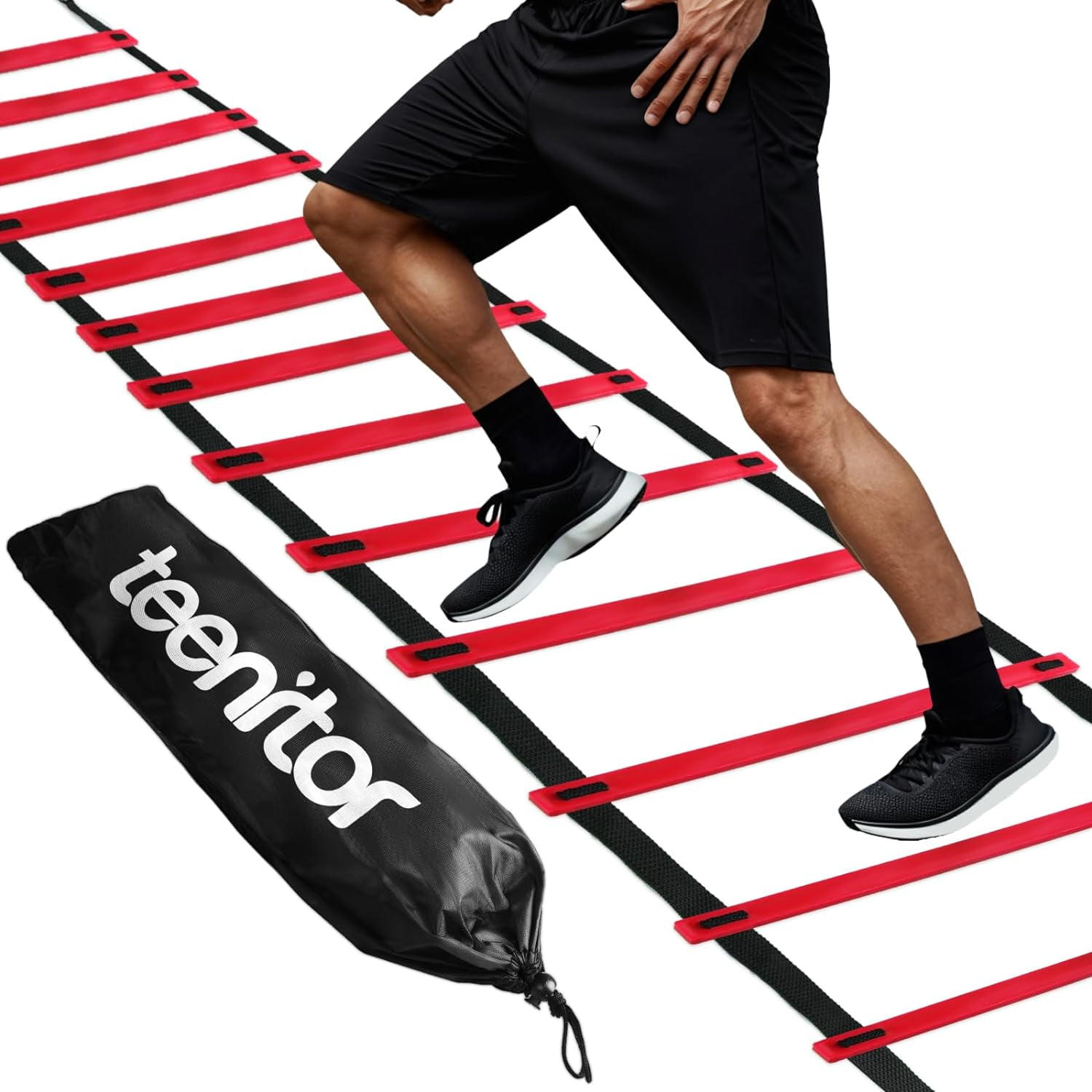 Agility Ladder Speed Ladder Training Ladder for Soccer, Speed, Football Fitness Feet Training Carry Bag Agility Training Equipment 13 rungs, 23 feet Red,23 ft