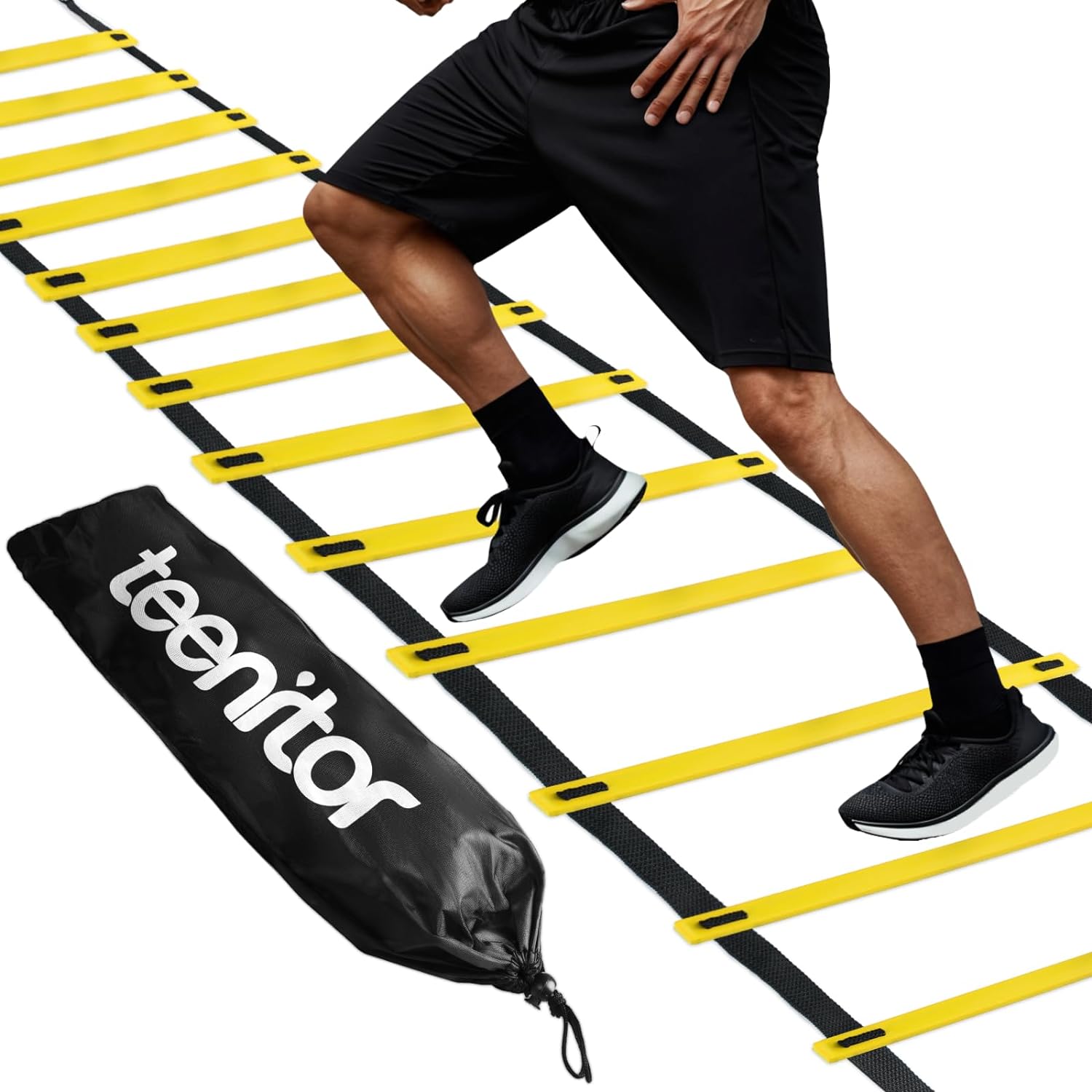 Agility Ladder Speed Ladder Training Ladder for Soccer, Speed, Football Fitness Feet Training Carry Bag Agility Training Equipment 13 rungs, 23 feet ‎Yellow,23 ft