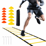 Agility Ladder Speed Training Set - 20ft Adjustable Ladder 12 Rungs, 12 Cones, 4 Steel Stakes & Carry Bag - Footwork Drills for Soccer, Football, Basketball, Youth & Adults