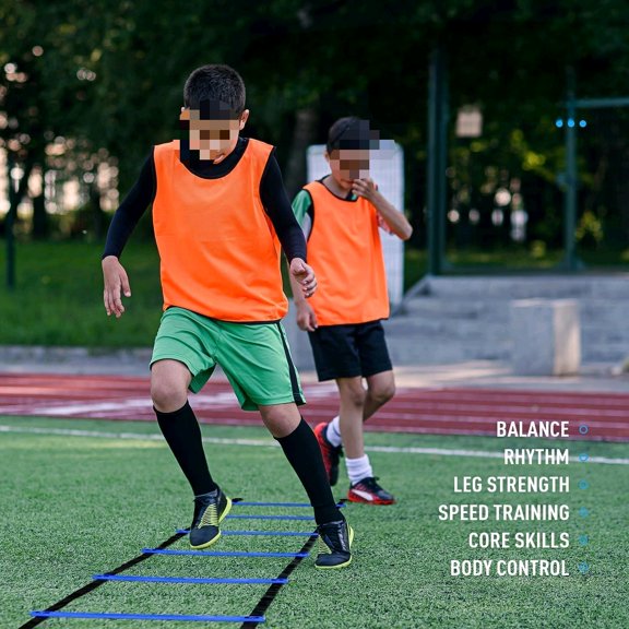 Agility Training Equipment, Soccer Training Equipment, Agility Speed Training Set for Kid Youth Adult, 20FT Agility Ladder, 4 Hurdles,12 Soccer Cones, Jump Rope, Running Parachute, Drill Charts