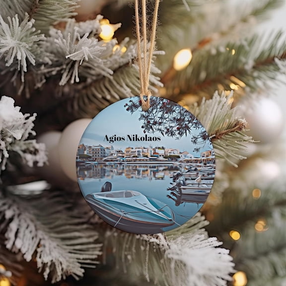 Agios Nikolaos Christmas Ornament, Agios Nikolaos Gift, Agios Nikolaos Travel, Christmas Decor, Agios Nikolaos Souvenir 72y4cM (Agios Nikolaos-40TH12)