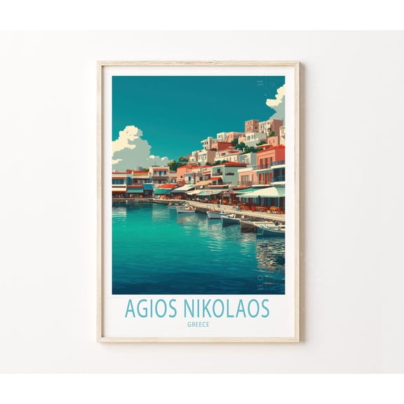 Agios Nikolaos Greece Coastal City Home Decor