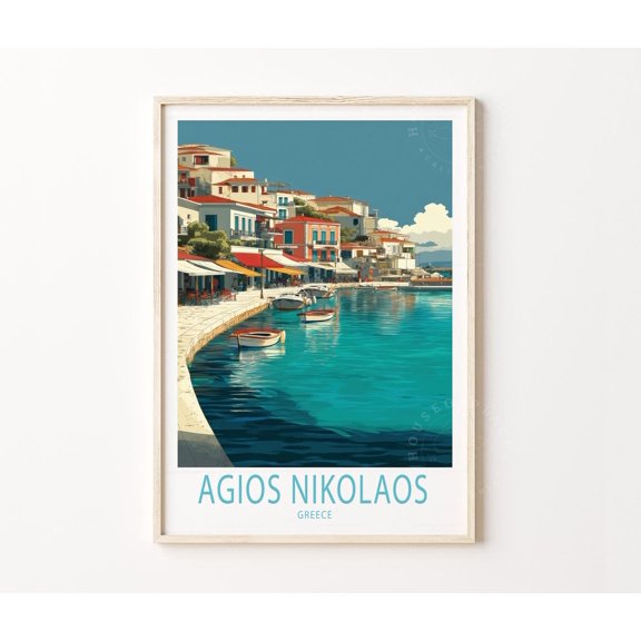 Agios Nikolaos Greece Coastal Travel Wall Decor Home Decor Unframed Paper Print