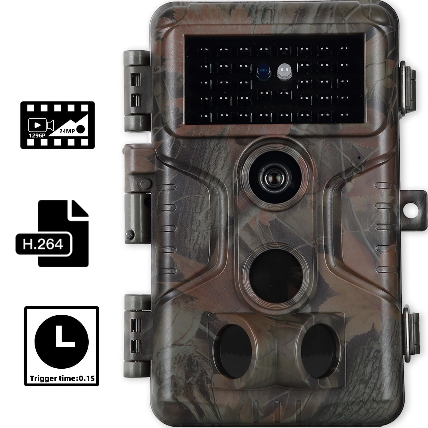 Agitato No Glow Game & Deer Trail Cameras 24MP 1296P H.264 Video 100ft Night Vision Motion Activated 0.1S Trigger Speed Waterproof Farm & Yard Cameras for Home Surveillance & Outdoor Wildlife Hunting