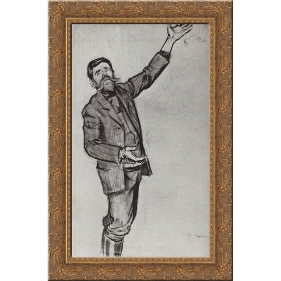 Agitator (Man with arm raised) 24x16 Gold Ornate Wood Framed Canvas Art by Boris Kustodiev
