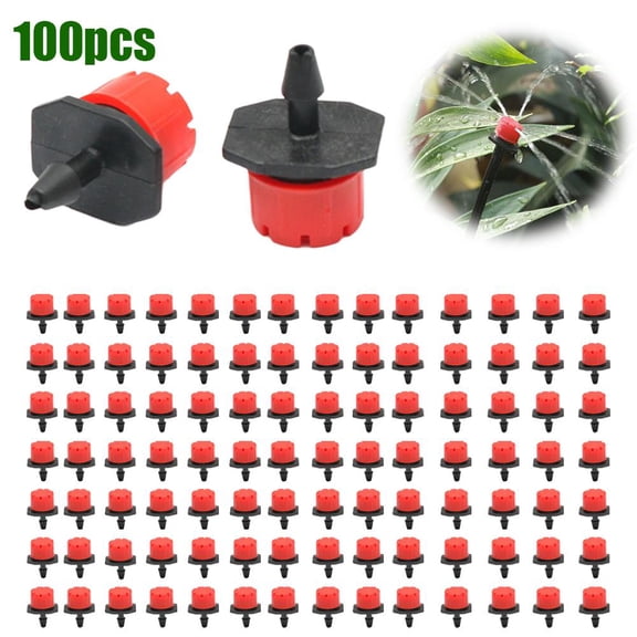 Agiufgs 100 Pack Adjustable Drip Emitters 8-Hole, Adjustable Stream Control, for Garden Irrigation Systems Setup and Daily Use, Red